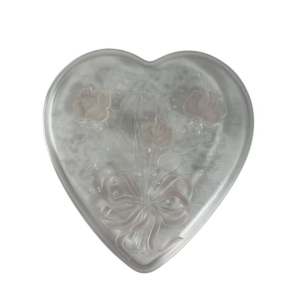 MIKASA Crystal Sweetheart Bouquet Pink Roses Heart Plate Original Box - Picture 3 of 9